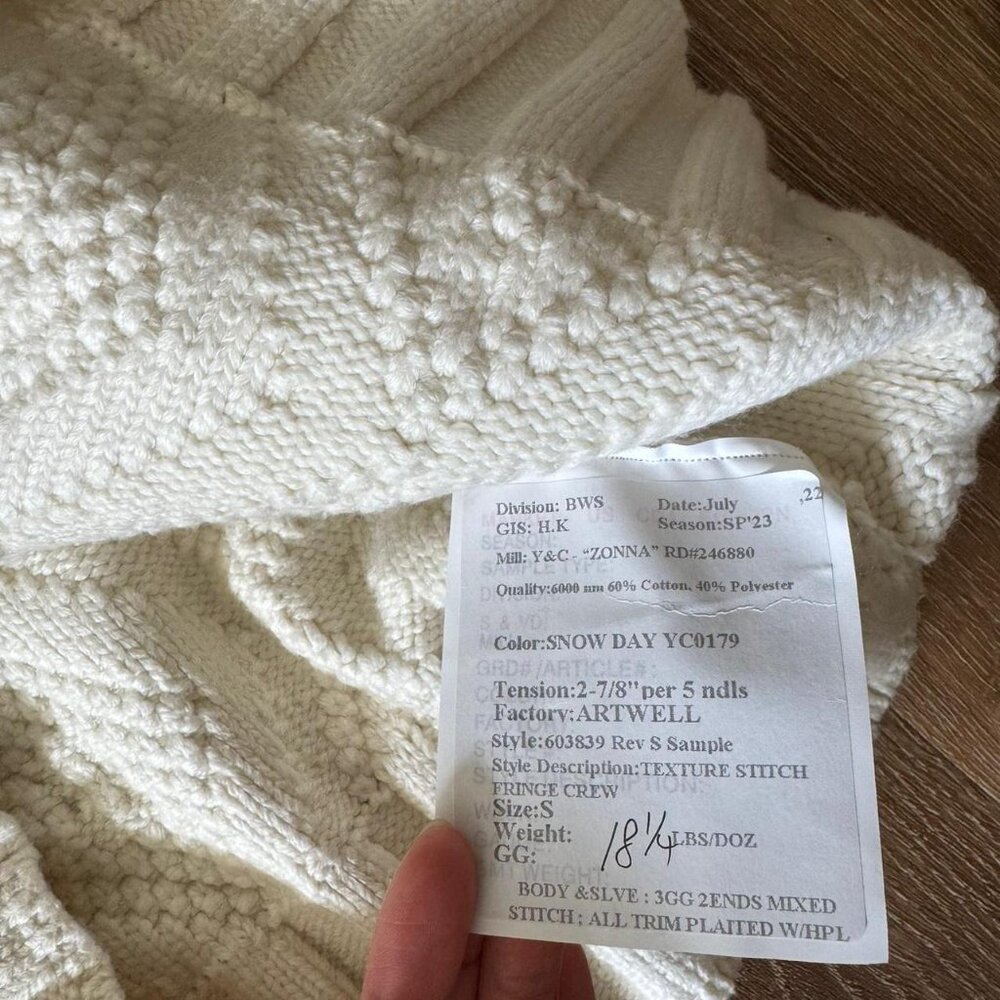 Banana Republic White Fringed Sweater Size S SAMPLE - Picture 4 of 5